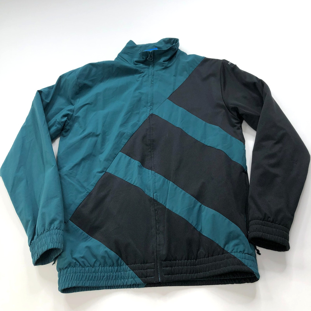 Adidas Small Retro Style Mens Full Zip Windbreaker Lined Jacket Green Black